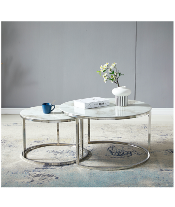 Tables gigognes Capucine Argent marbre blanc Toutes les collections ici