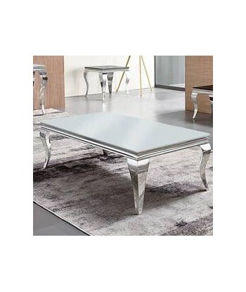 Table basse Nansouty Argent blanc en linge