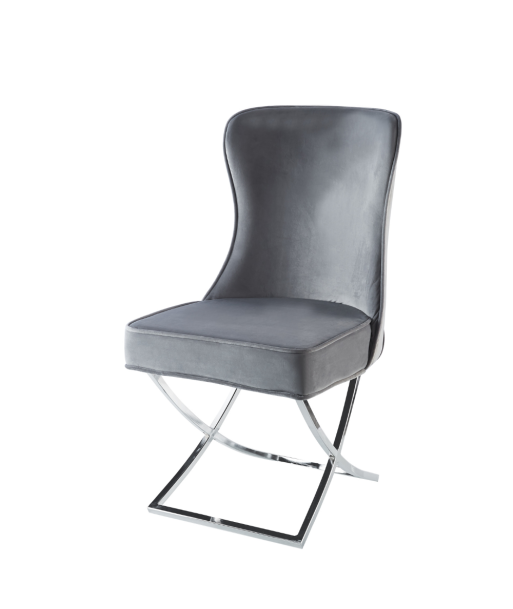 Chaise Gabrielle Argent velours Gris acheter en ligne