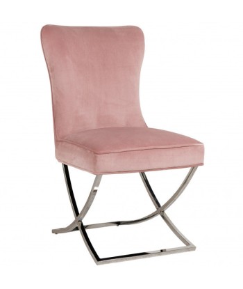 Chaise Gabrielle Argent velours Rose Comparez et commandez 