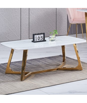 Table basse Chartrons Or Marbre blanc chez Cornerstreet bien 