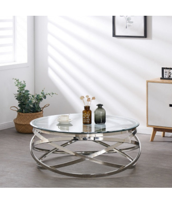 Table basse Bagatelle Argent Verre trempé en stock