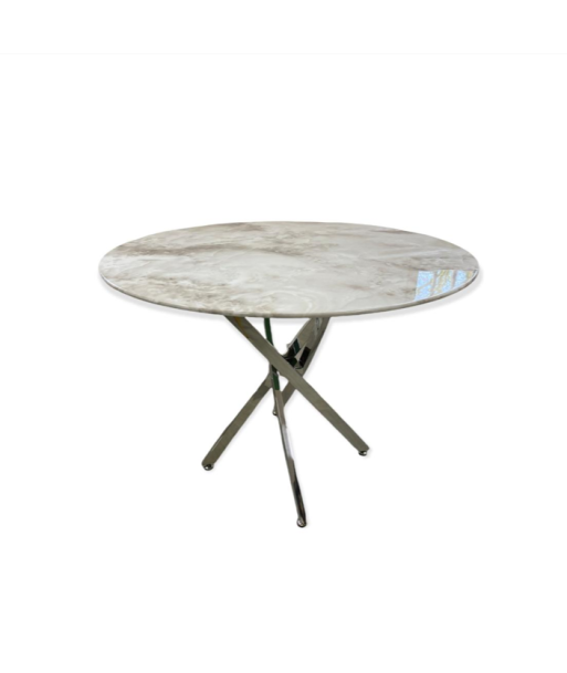 Table à Manger Ronde Victoire Pieds Argent Marbre Blanc Dans la société mordern