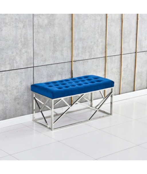 Banquette Géomag Argent velours Bleu en linge