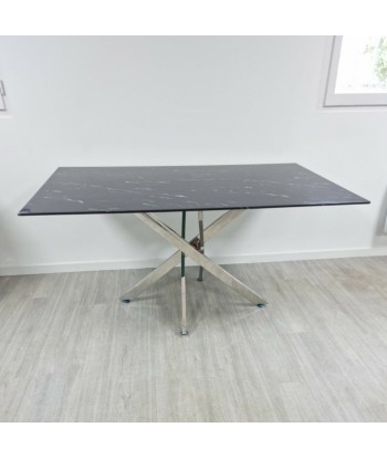 Table à Manger Victoire Pieds Argent Marbre Noir store