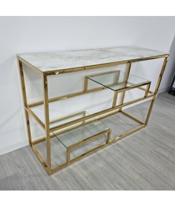 Console Gambetta Or Marbre blanc basket pas cher