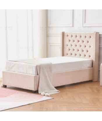 Lit simple eres capitonne velours beige l'évolution des habitudes 