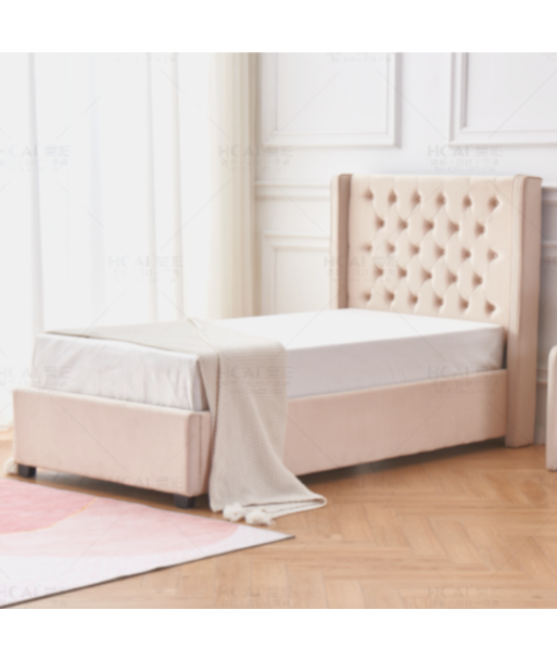 Lit simple eres capitonne velours beige l'évolution des habitudes 