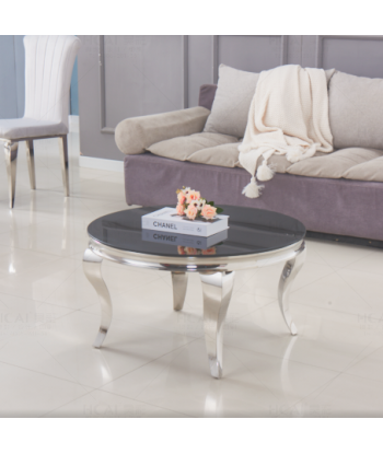 Table basse ronde Nansouty Argent marbre noir Vous souhaitez 