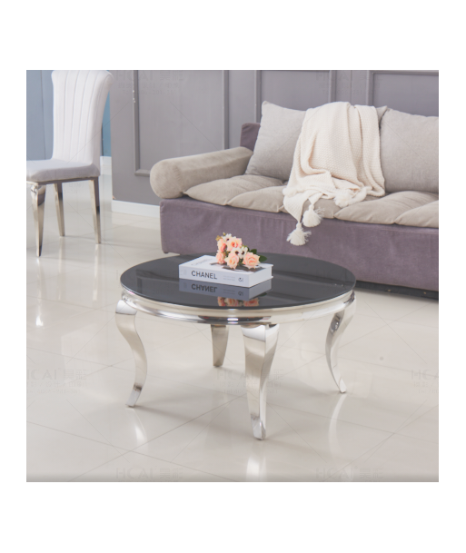 Table basse ronde Nansouty Argent marbre noir Vous souhaitez 