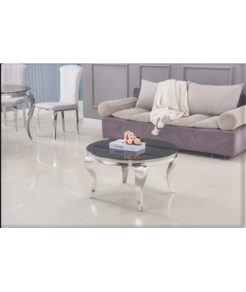 Table basse ronde Nansouty Argent marbre noir Vous souhaitez 