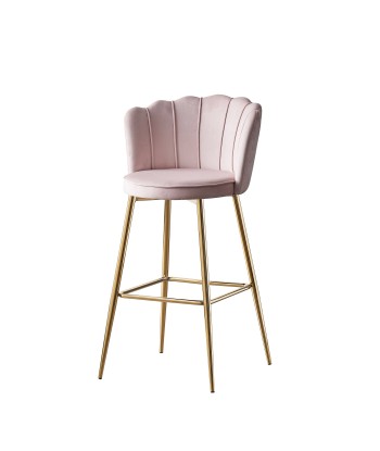 Tabouret de bar Quinconce Or velours Rose les ligaments