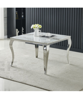 Table basse carrée Nansouty Argent Marbre blanc hantent personnes