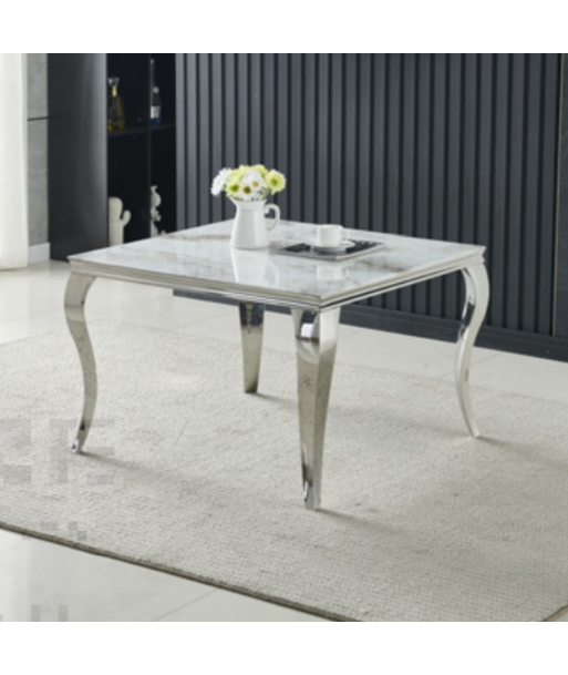 Table basse carrée Nansouty Argent Marbre blanc hantent personnes