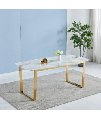 Table à manger Lola Or marbre blanc 50-70% off 