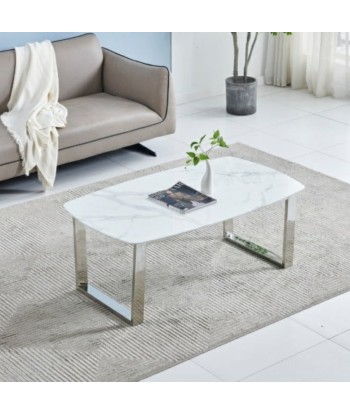 Table basse Lola Argent marbre blanc pas cher