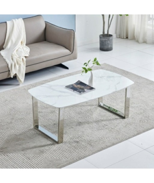 Table basse Lola Argent marbre blanc pas cher