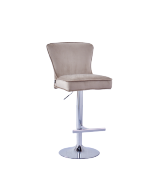 Tabouret de bar Gabrielle Argent velours moka pas cher