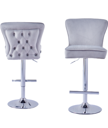 Tabouret de bar Gabrielle Argent velours gris Profitez des Offres !