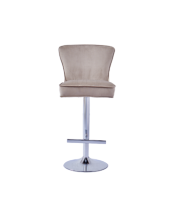 Tabouret de bar Gabrielle Argent velours moka pas cher