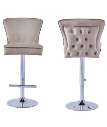 Tabouret de bar Gabrielle Argent velours moka pas cher