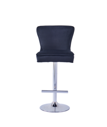 Tabouret de bar Gabrielle Argent velours noir solde