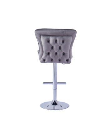 Tabouret de bar Gabrielle Argent velours anthracite basket pas cher