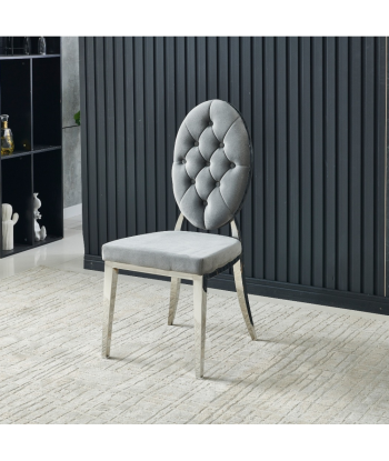 Chaise Ova Argent velours gris Par le système avancé 