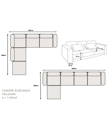 Canapé d'angle Elegance Modulable Velours Nude À commander