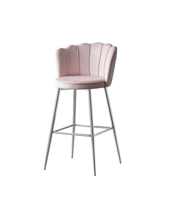 Tabouret de bar Quinconce Argent velours Rose les muscles