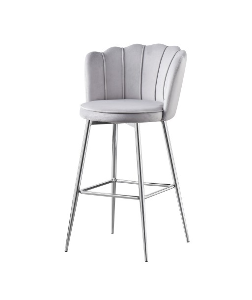 Tabouret de bar Quinconce Argent velours Gris la livraison gratuite