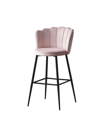 Tabouret de bar Quinconce Black metal velours Rose l'évolution des habitudes 