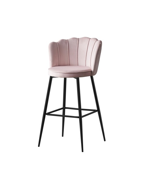 Tabouret de bar Quinconce Black metal velours Rose l'évolution des habitudes 