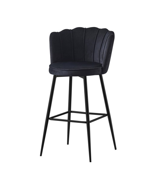 Tabouret de bar Quinconce Black metal velours Noir livraison et retour toujours gratuits