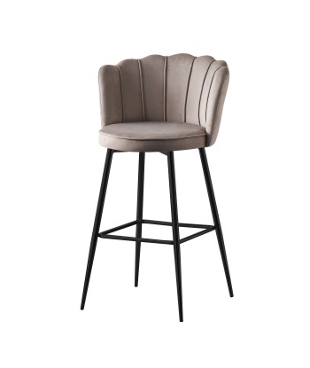 Tabouret de bar Quinconce Black metal velours Moka les muscles