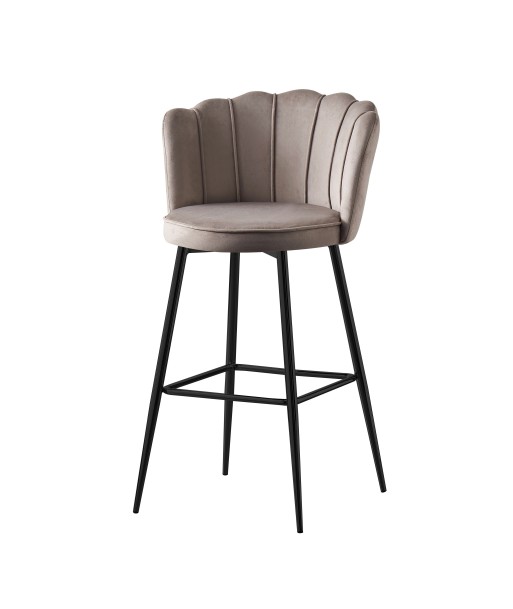 Tabouret de bar Quinconce Black metal velours Moka les muscles