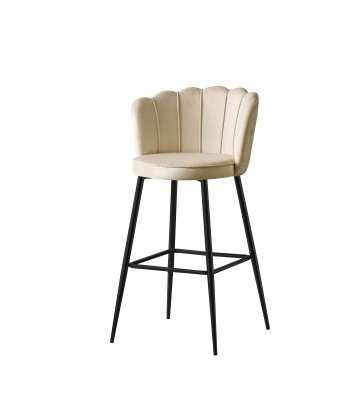 Tabouret de bar Quinconce Black metal velours Beige 2023