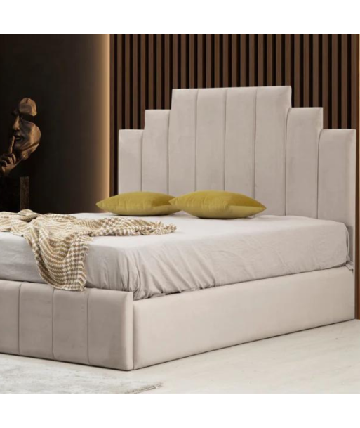 Cadre de lit Natura velours Beige pas chere