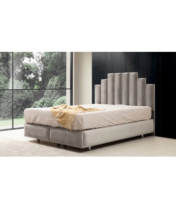 Lit coffre Natura velours Gris destockage