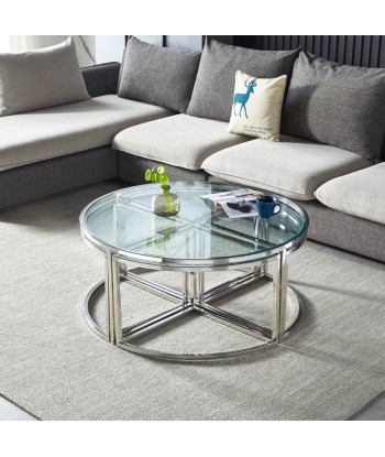 Table basse Elve Argent verre trempé Livraison rapide