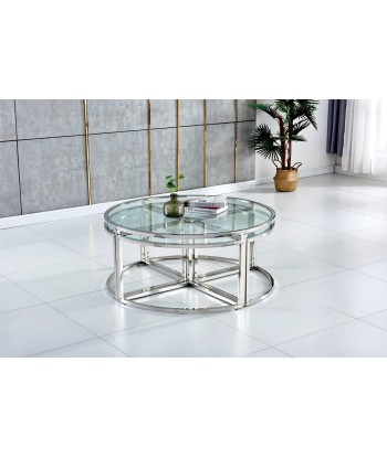 Table basse Elve Argent verre trempé Livraison rapide