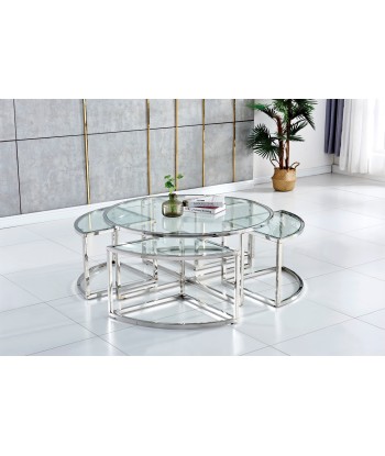 Table basse Elve Argent verre trempé Livraison rapide