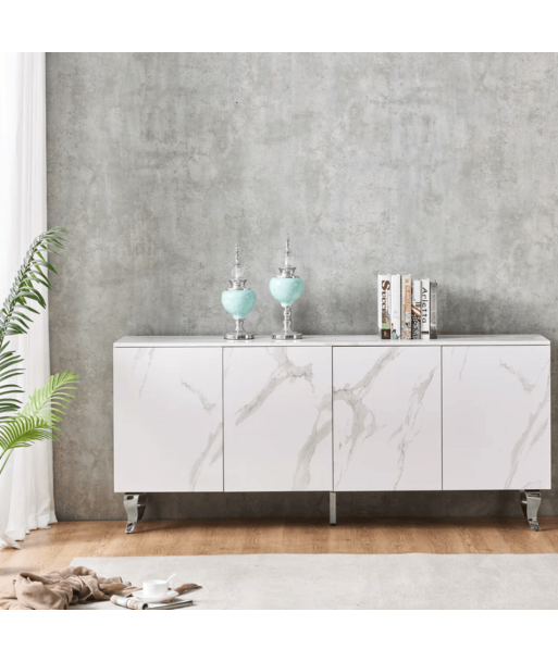 Buffet Baroque Argent marbre blanc 180 cm une grave pollution 