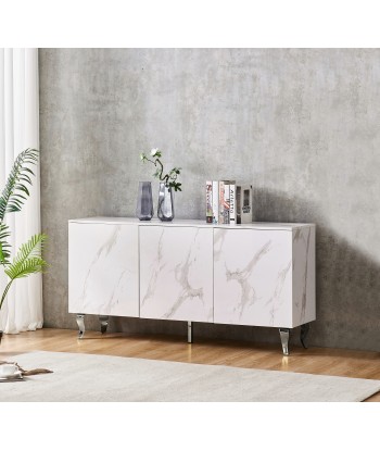 Buffet Baroque Argent marbre blanc 160 cm en linge