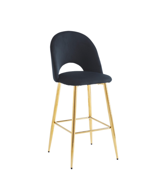 Tabouret Amelia Or velours Noir français