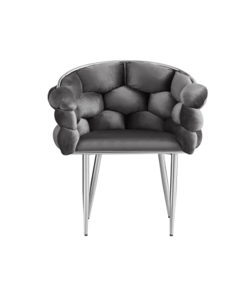 Chaise Ballon Argent velours Gris Anthracite Amélioration de cerveau avec