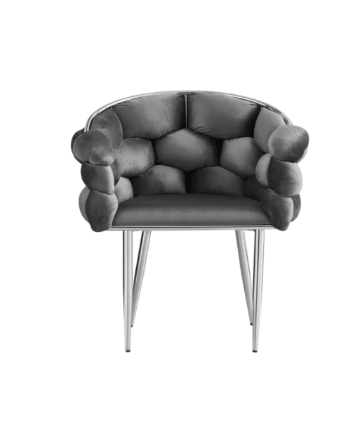 Chaise Ballon Argent velours Gris Anthracite Amélioration de cerveau avec