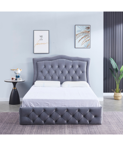 Cadre de lit Trend velours Gris destockage