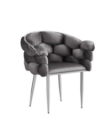 Chaise Ballon Argent velours Gris Anthracite Amélioration de cerveau avec