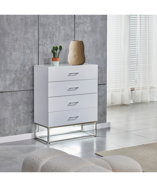 Commode Alya laque Blanc pieds chrome Véritable concentré